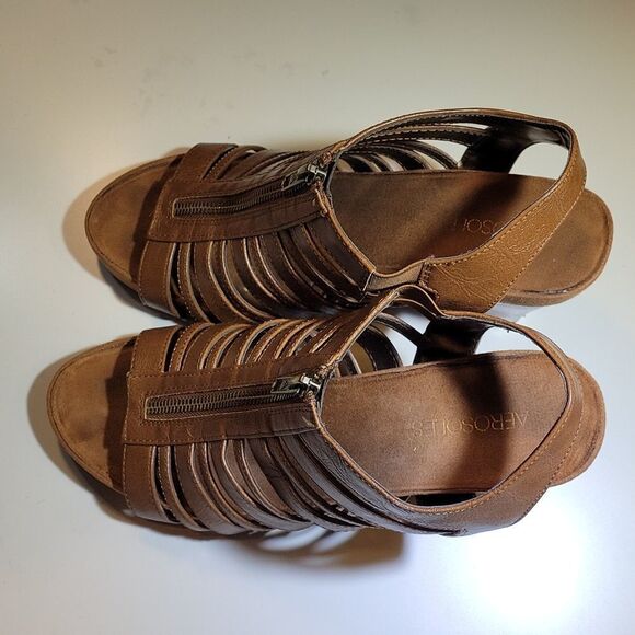 AEROSOLES WEDGE STYLE OPEN TOE ANKLE STRAP SANDAL - Picture 8 of 16